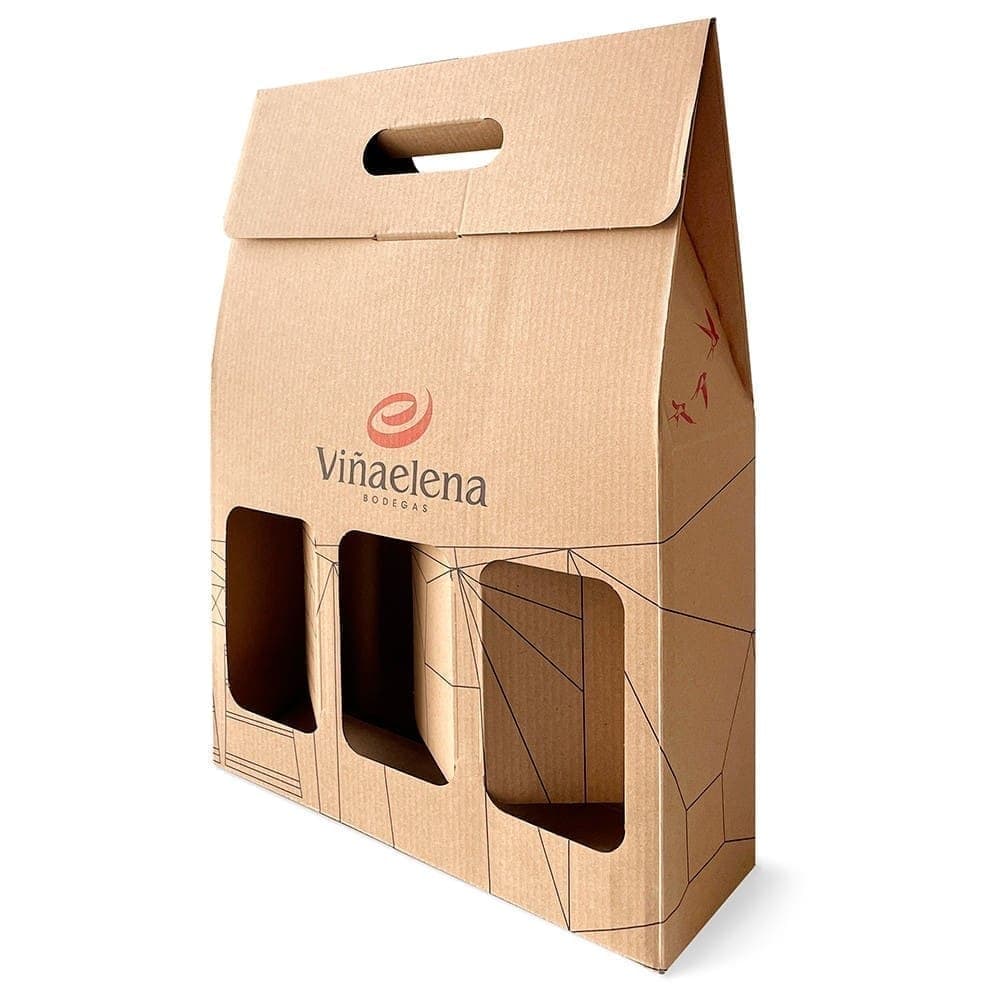 Estuche carton 3 botellas vina elena
